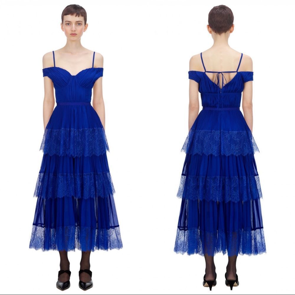 Self Portrait Off Shoulder Chiffon Dress